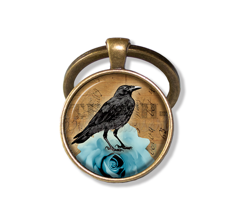 Black Raven on Blue Rose