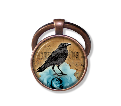 Black Raven on Blue Rose