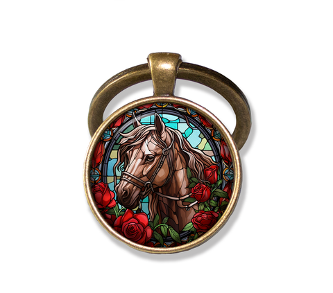 Faux Stained Glass Horse with Roses
