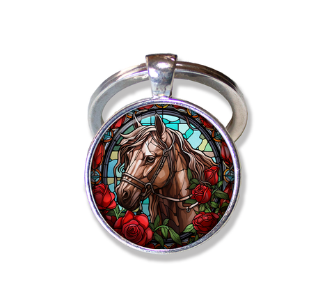 Faux Stained Glass Horse with Roses