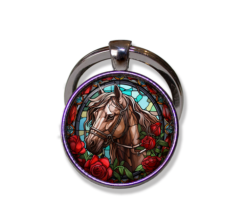 Faux Stained Glass Horse with Roses