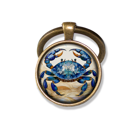Faux Stained Glass Style Blue Crab