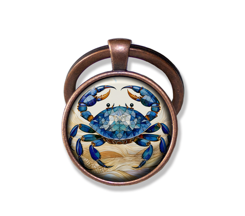Faux Stained Glass Style Blue Crab