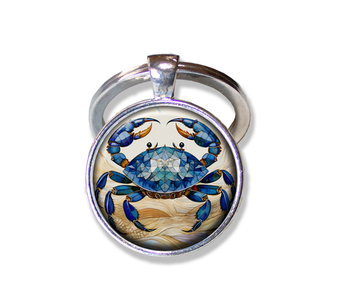 Faux Stained Glass Style Blue Crab