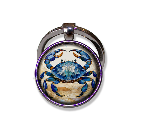 Faux Stained Glass Style Blue Crab