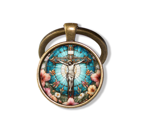 Faux Stained Glass Jesus on Cross