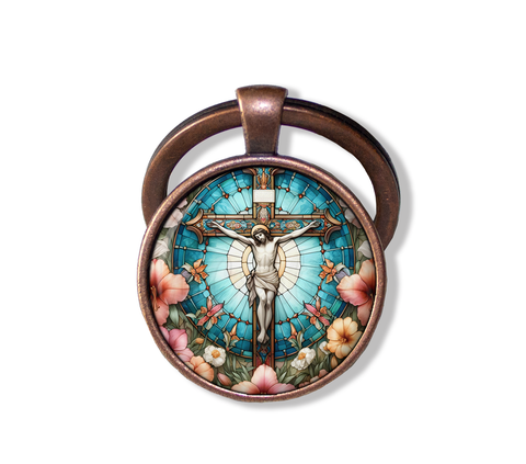 Faux Stained Glass Jesus on Cross