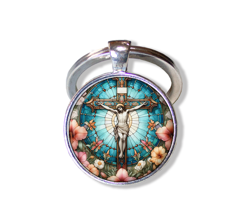 Faux Stained Glass Jesus on Cross