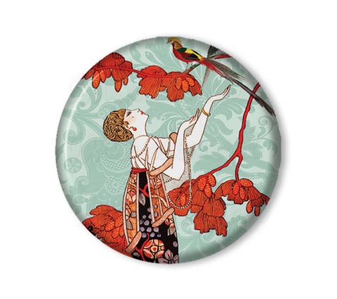 Art Deco Flapper Watching Bird