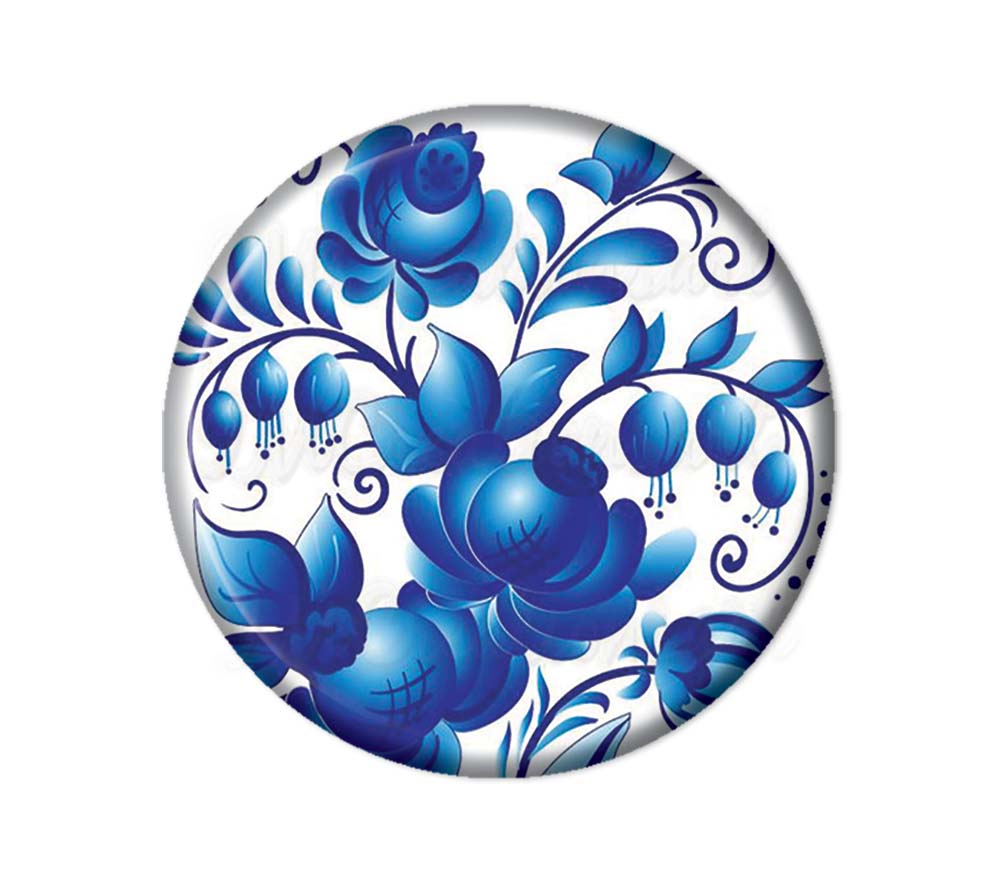 Gzhel Blue White Florals