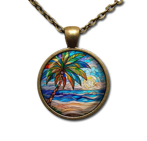 Faux Stained Glass Ocean Sunset