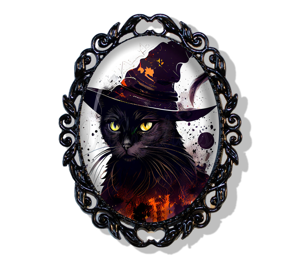 Black Cat with Wizard Hat