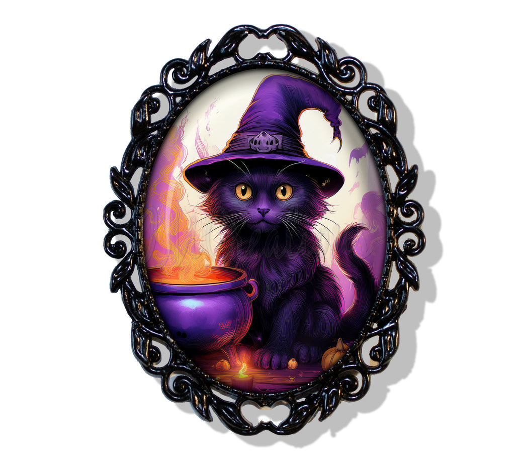 Black Cat Wizard and Cauldron