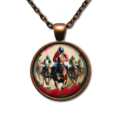 Vintage Jockey Horse Racing Red Roses