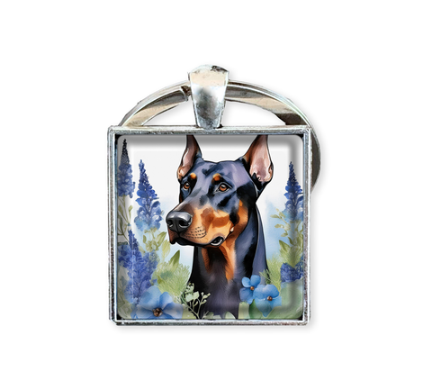 Doberman with Blue Bonnets