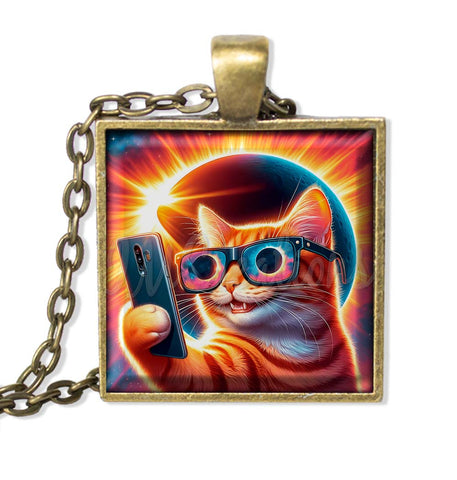 Tabby Cat Selfie Solar Eclipse