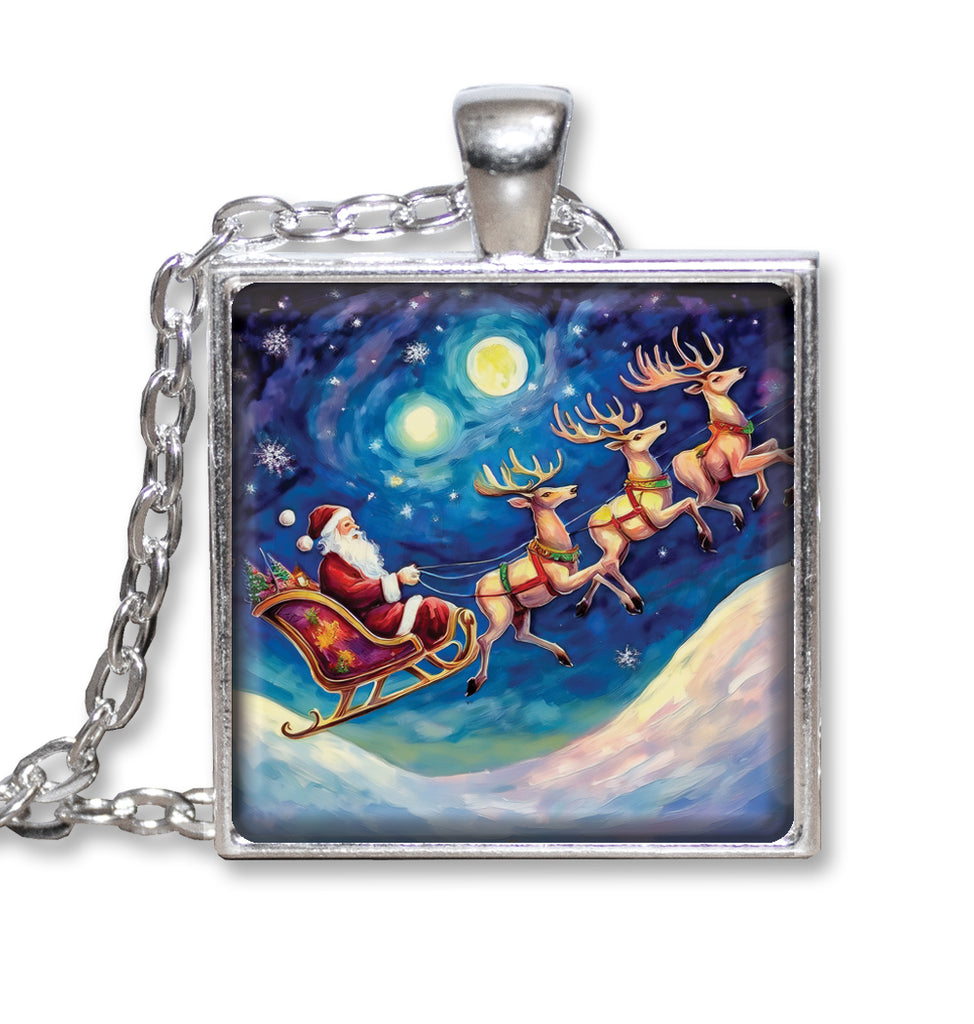 Santa on Sleight with Reindeer