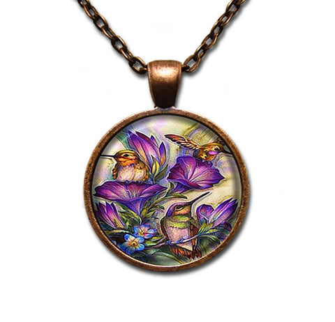 Hummingbirds Purple Flowers