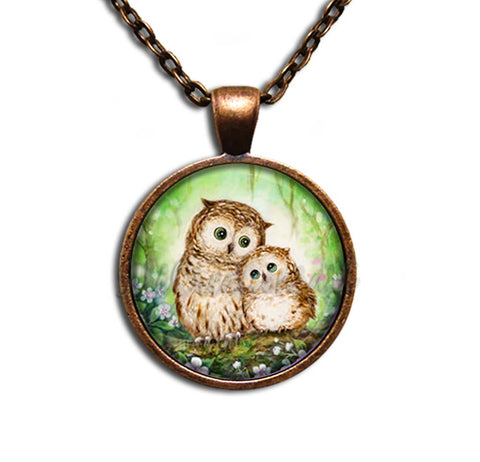 Mother and Baby Owl Perched