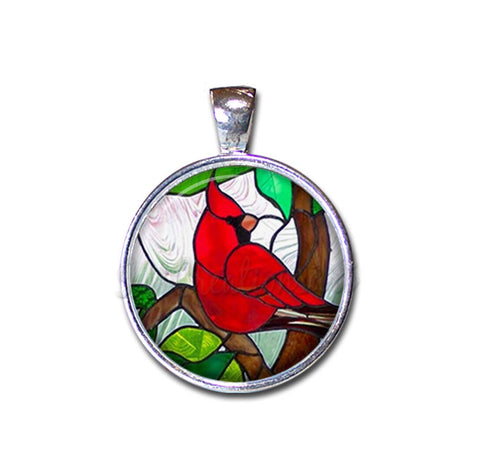 Red Cardinal Faux Stained Glass