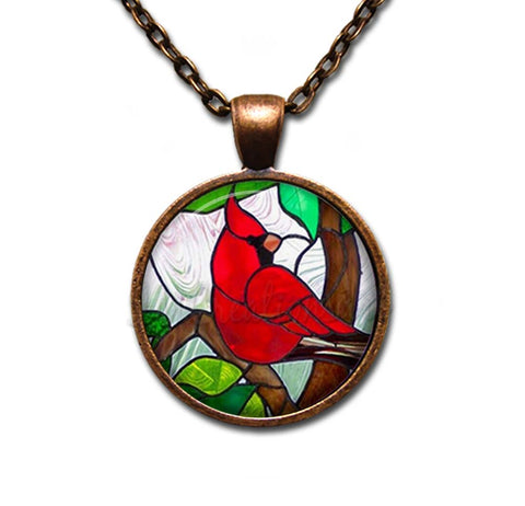 Red Cardinal Faux Stained Glass
