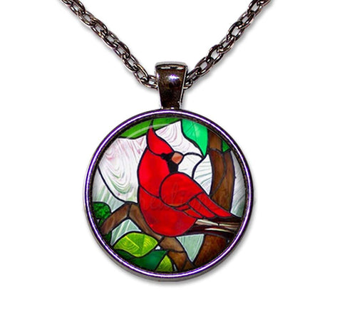 Red Cardinal Faux Stained Glass
