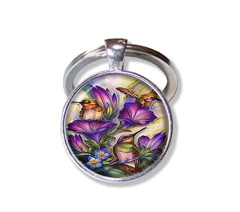 Hummingbirds Purple Flowers