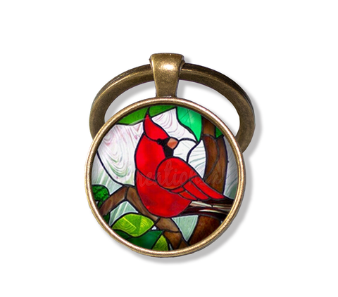 Red Cardinal Faux Stained Glass