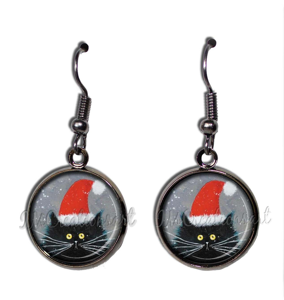 Black Cat with Santa Hat