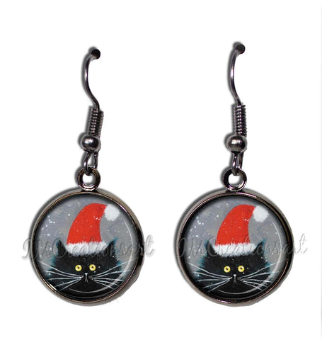 Black Cat with Santa Hat