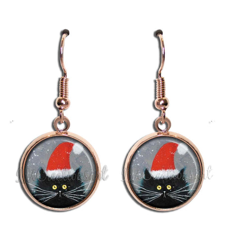 Black Cat with Santa Hat