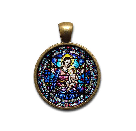 Virgin Mary and Baby Jesus Faux Stained Glass