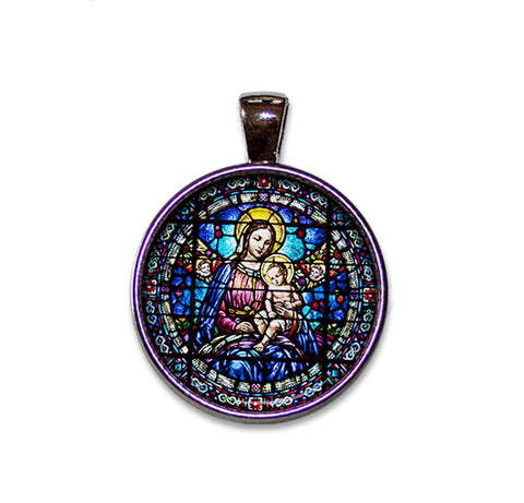 Virgin Mary and Baby Jesus Faux Stained Glass