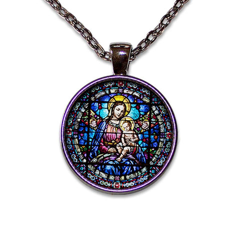 Virgin Mary and Baby Jesus Faux Stained Glass