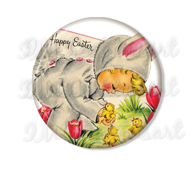 Retro Art Bunny Tulips