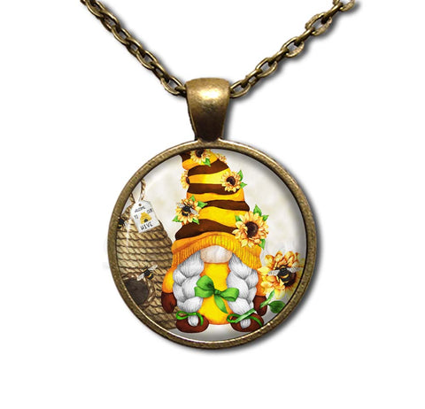 Gnome with Sunflowers and Beehive