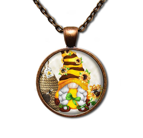 Gnome with Sunflowers and Beehive