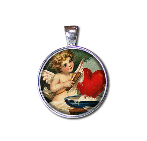 A Vintage Cupid Polishing Heart