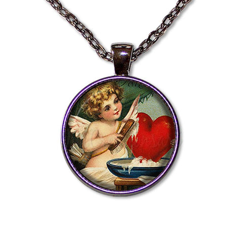 A Vintage Cupid Polishing Heart