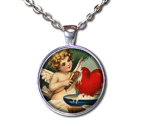 A Vintage Cupid Polishing Heart