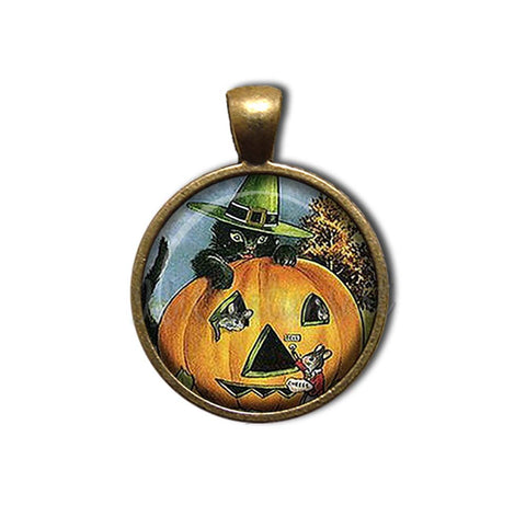 Vintage Black Cat with Pumpkin