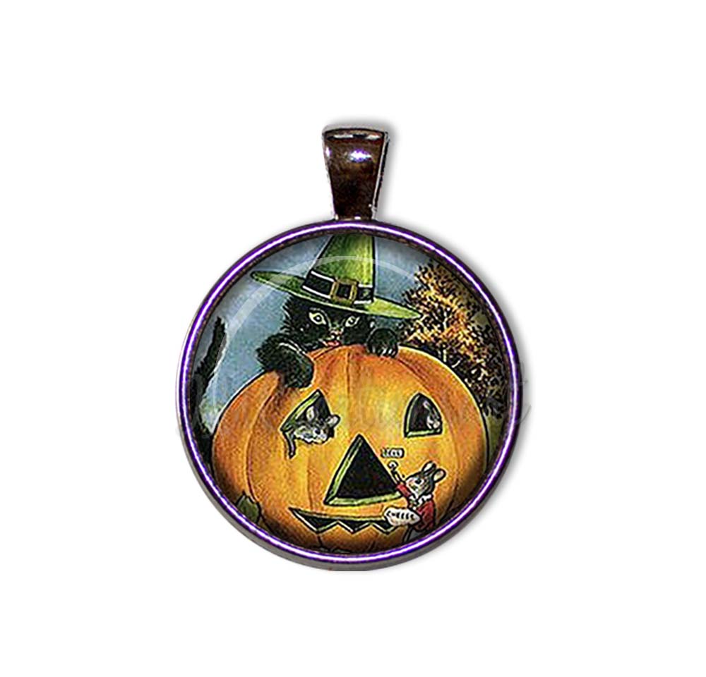 Vintage Black Cat with Pumpkin