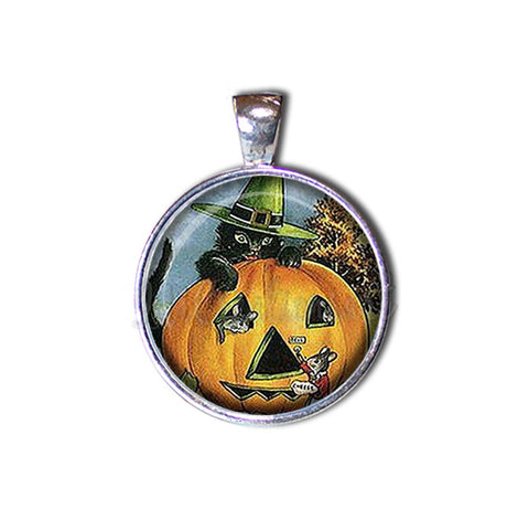 Vintage Black Cat with Pumpkin