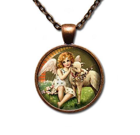 Vintage Easter Angel and Lamb