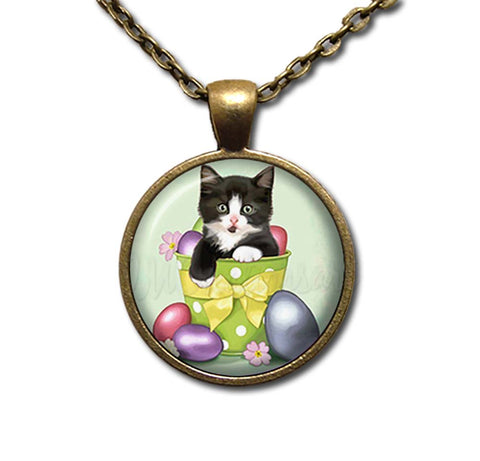 Pastel Easter Eggs Tuxedo Cat
