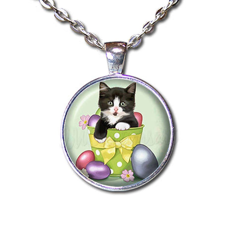 Pastel Easter Eggs Tuxedo Cat