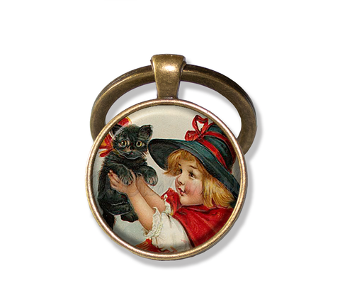 Halloween Vintage Little Witch Black Cat