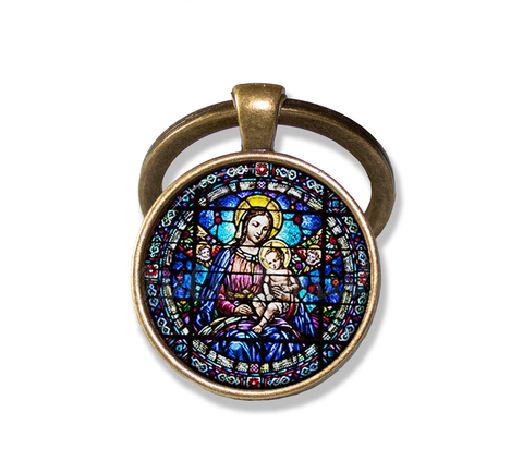 Virgin Mary and Baby Jesus Faux Stained Glass