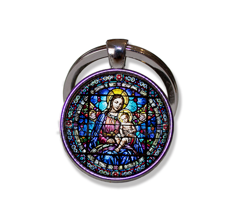 Virgin Mary and Baby Jesus Faux Stained Glass