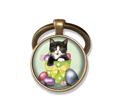 Pastel Easter Eggs Tuxedo Cat